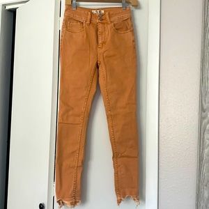 Free People Colored Jean Destroyed Ankle Hem